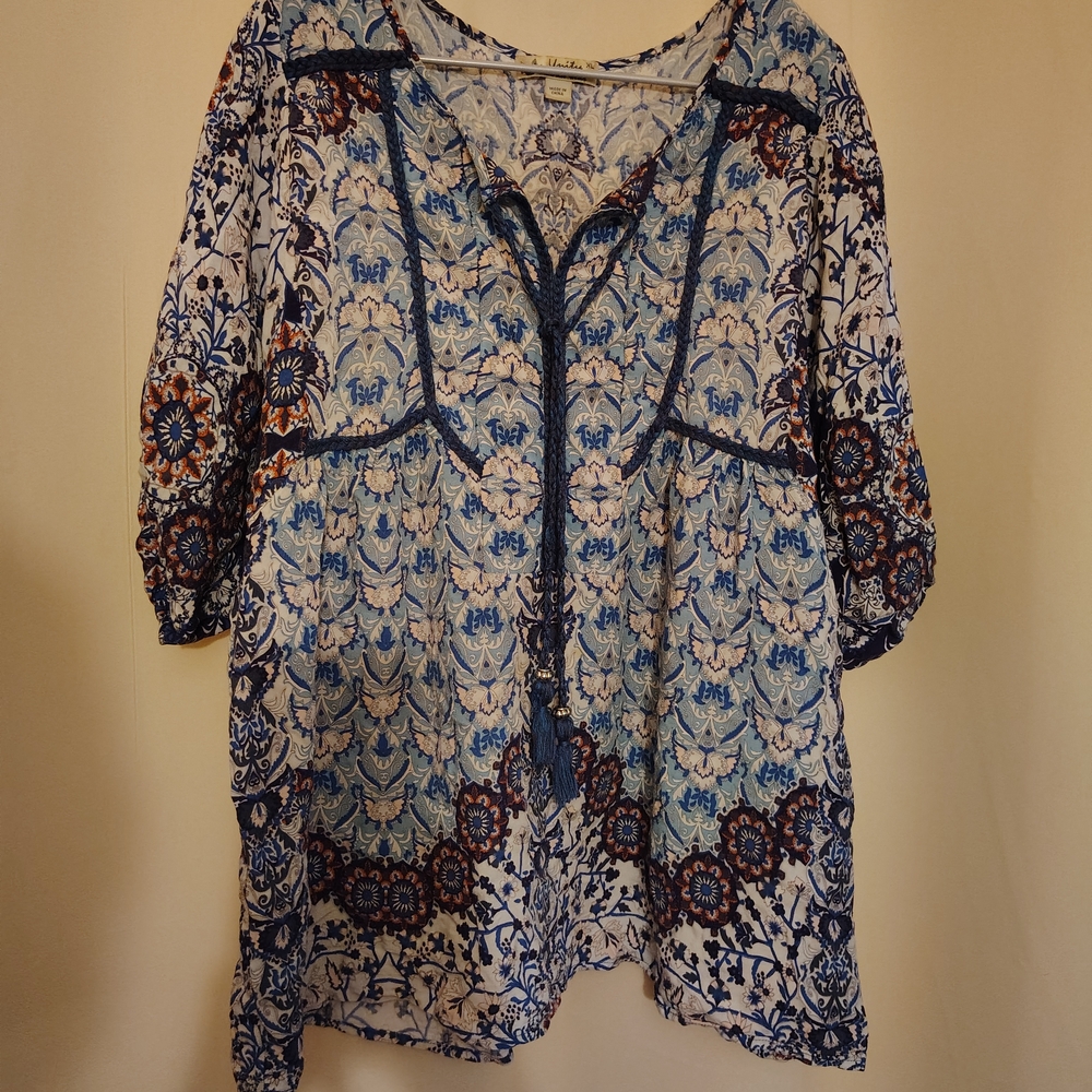 Unity World Wear Blue and White Floral Blouse